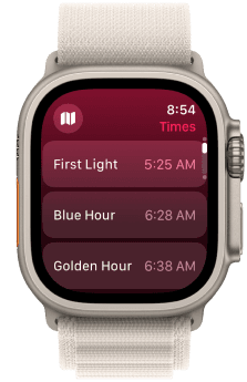Horarios de Alpenglow para Apple Watch