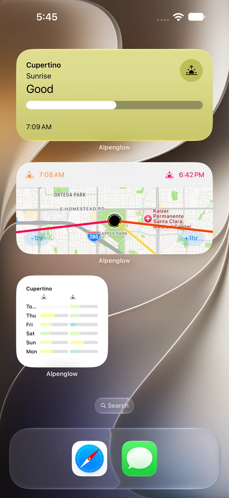 Alpenglow Home Screen Widgets